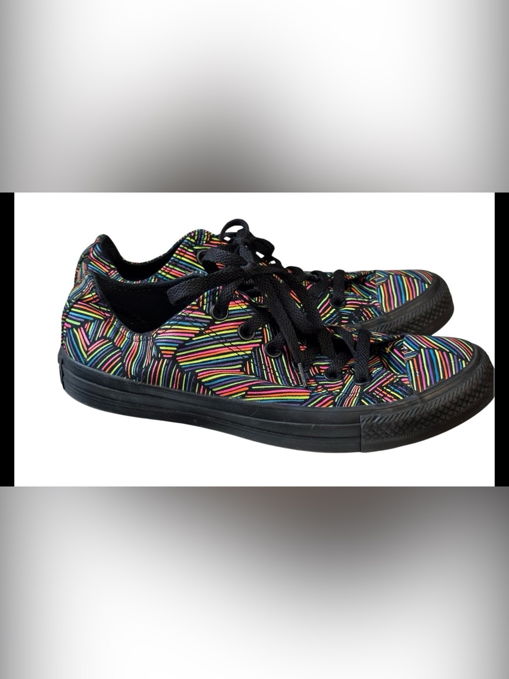 Converse Low Sneakers 154868F Neon Scratch Print Size Mens 6 Womens 8 - Picture 3 of 8